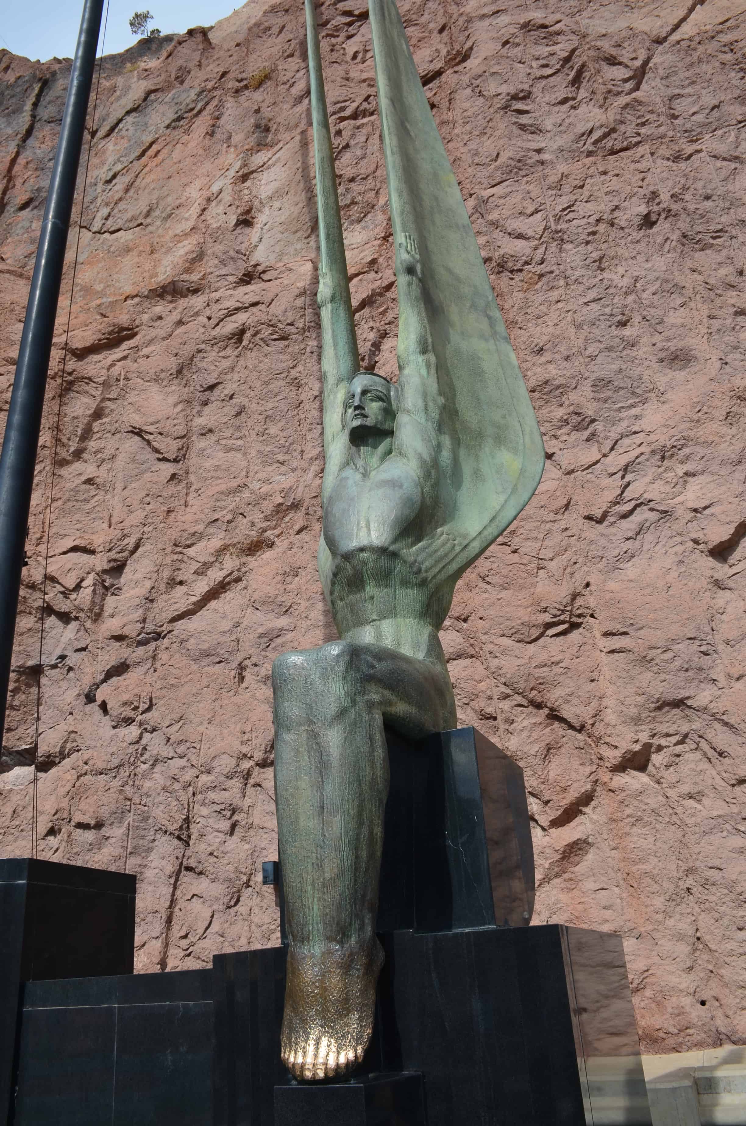 One of the winged figures on the Winged Figures of the Republic monument at Hoover Dam in Nevada