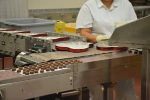 Boxing chocolates on the Ethel M Chocolate Factory tour in Henderson, Nevada