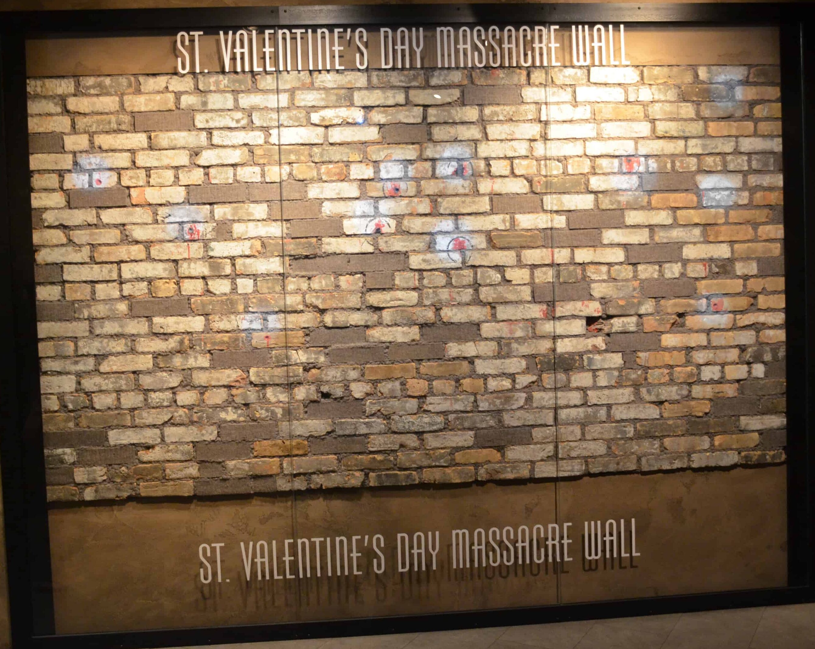 St. Valentine's Day Massacre wall at the Mob Museum in Las Vegas, Nevada