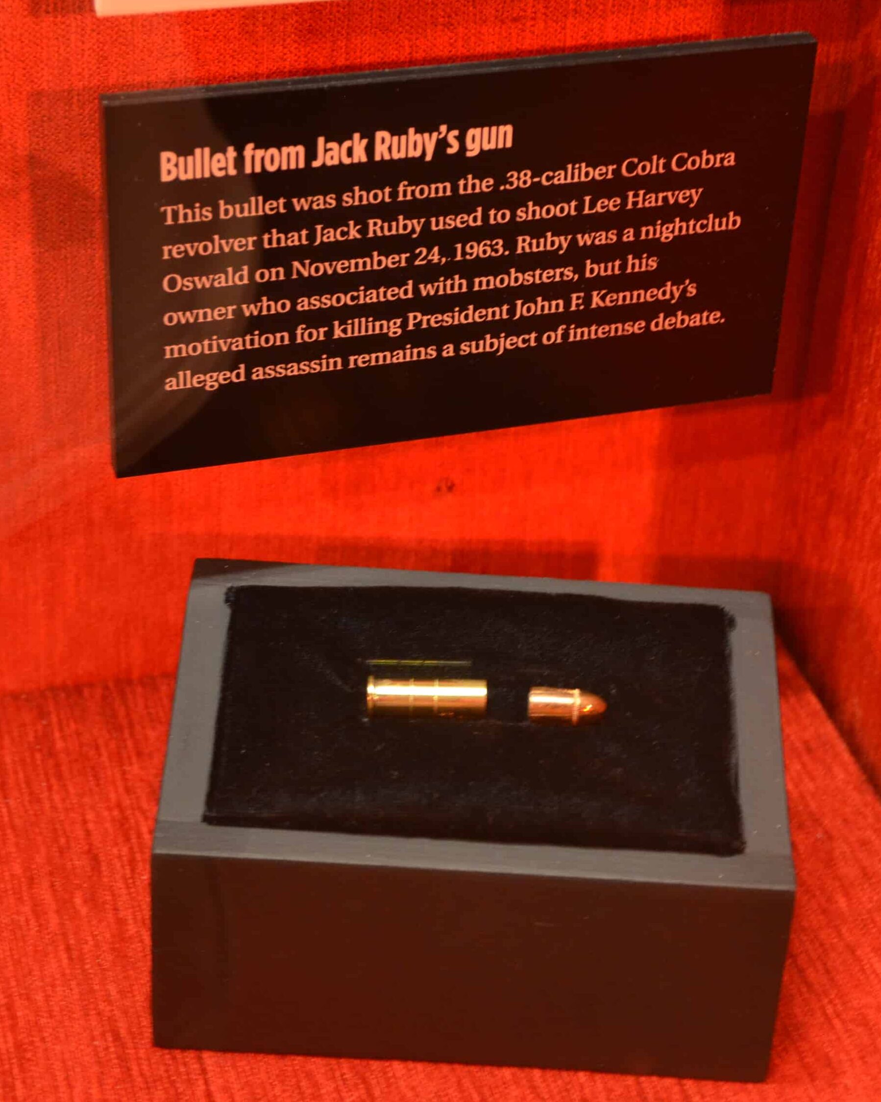 Bullet from Jack Ruby's gun at the Mob Museum in Las Vegas, Nevada