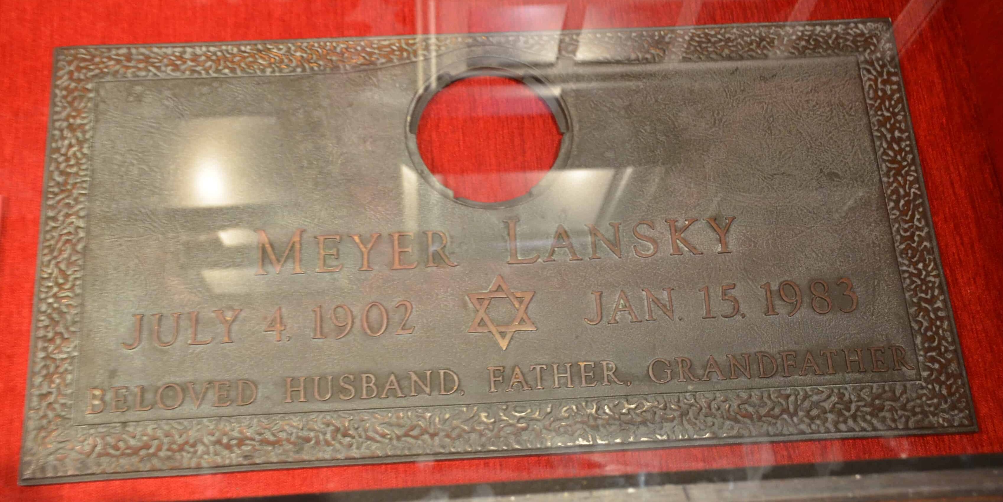 Meyer Lansky's gravestone at the Mob Museum in Las Vegas, Nevada