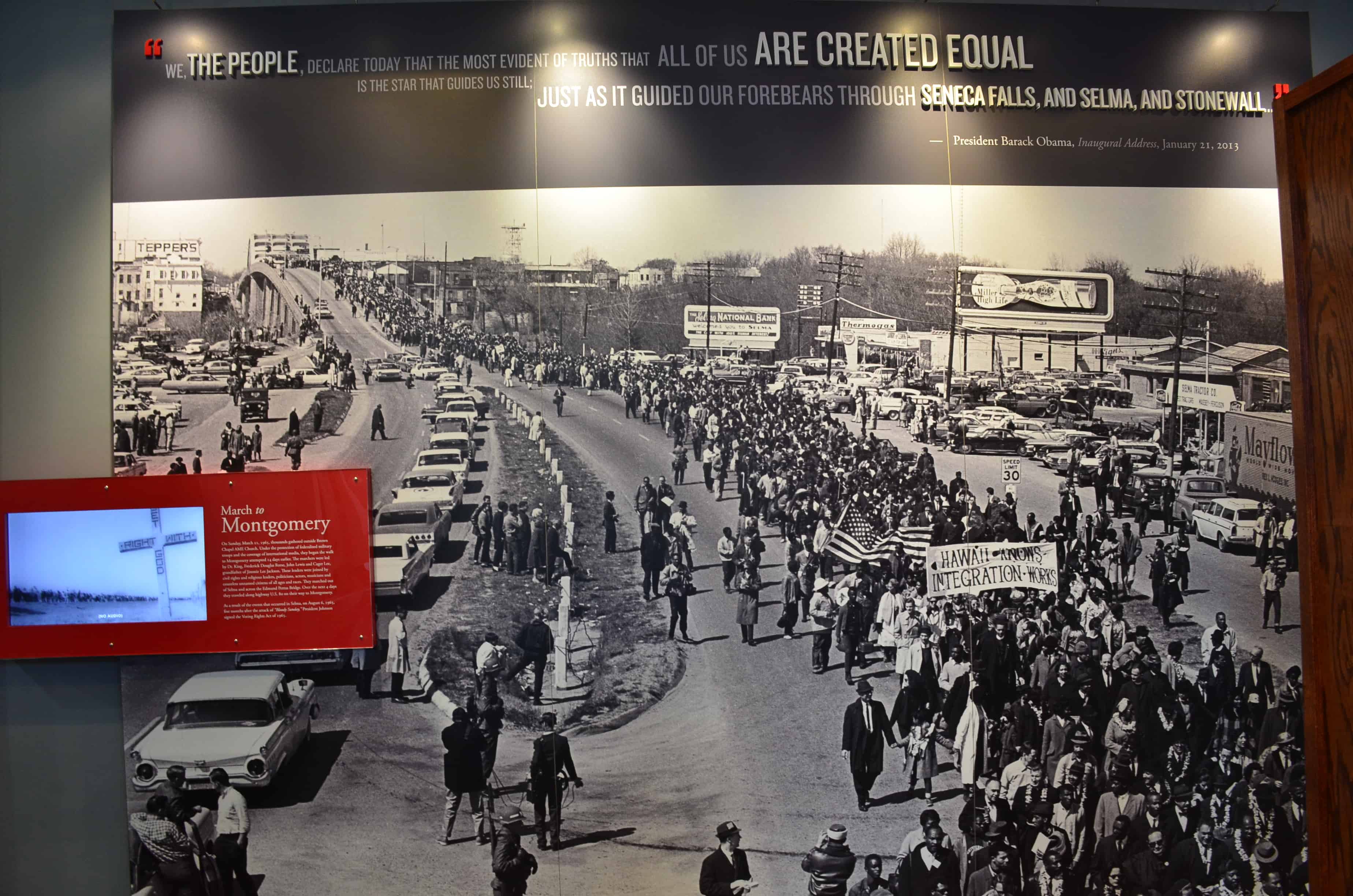 A photo of the march at the Selma Interpretive Center in Selma, Alabama