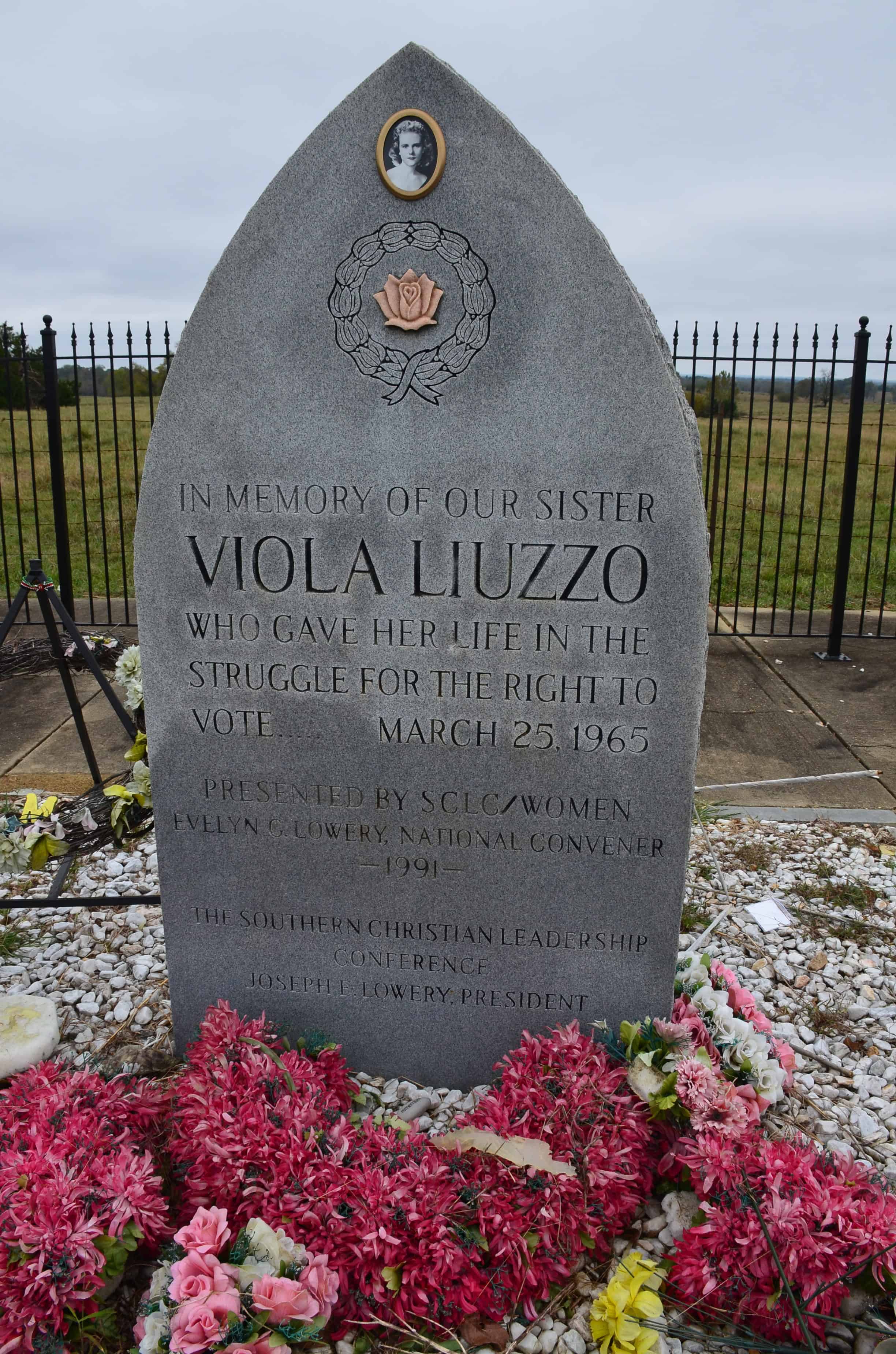 Viola Liuzzo memorial on the Selma to Montgomery National Historic Trail in Alabama