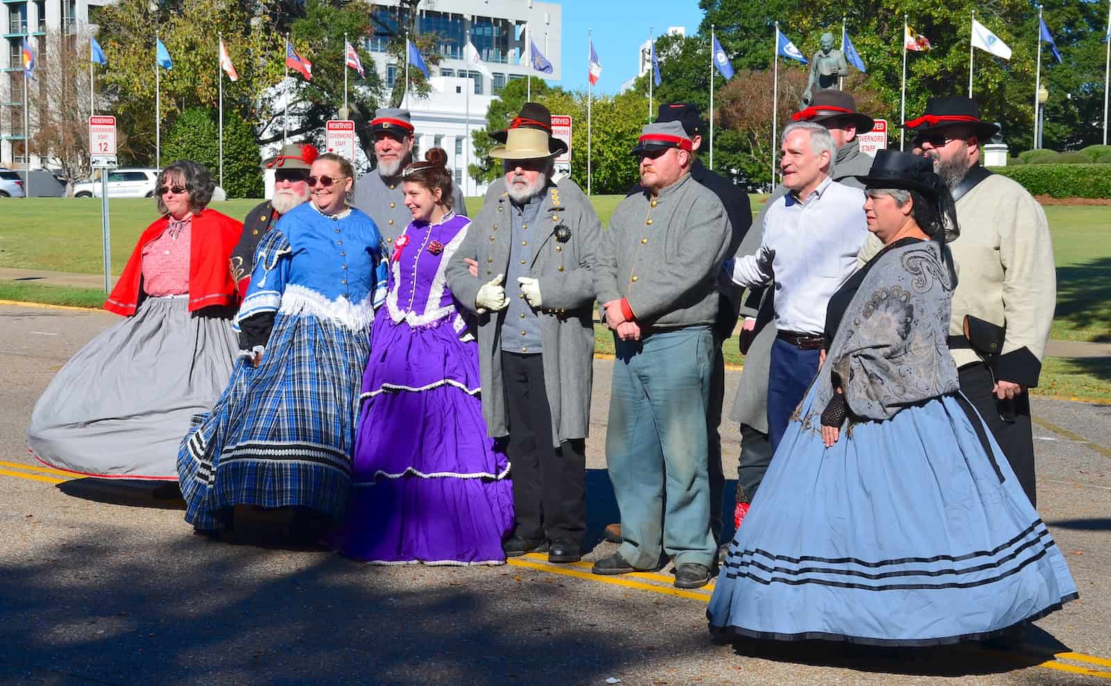 Actors in Civil War costumes at the First White House of the Confederacy