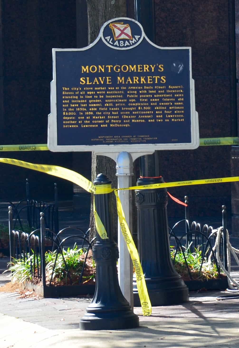 Slave market historical marker at Court Square