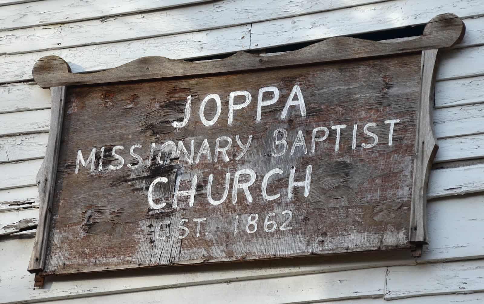 Sign on the Joppa Missionary Baptist Church