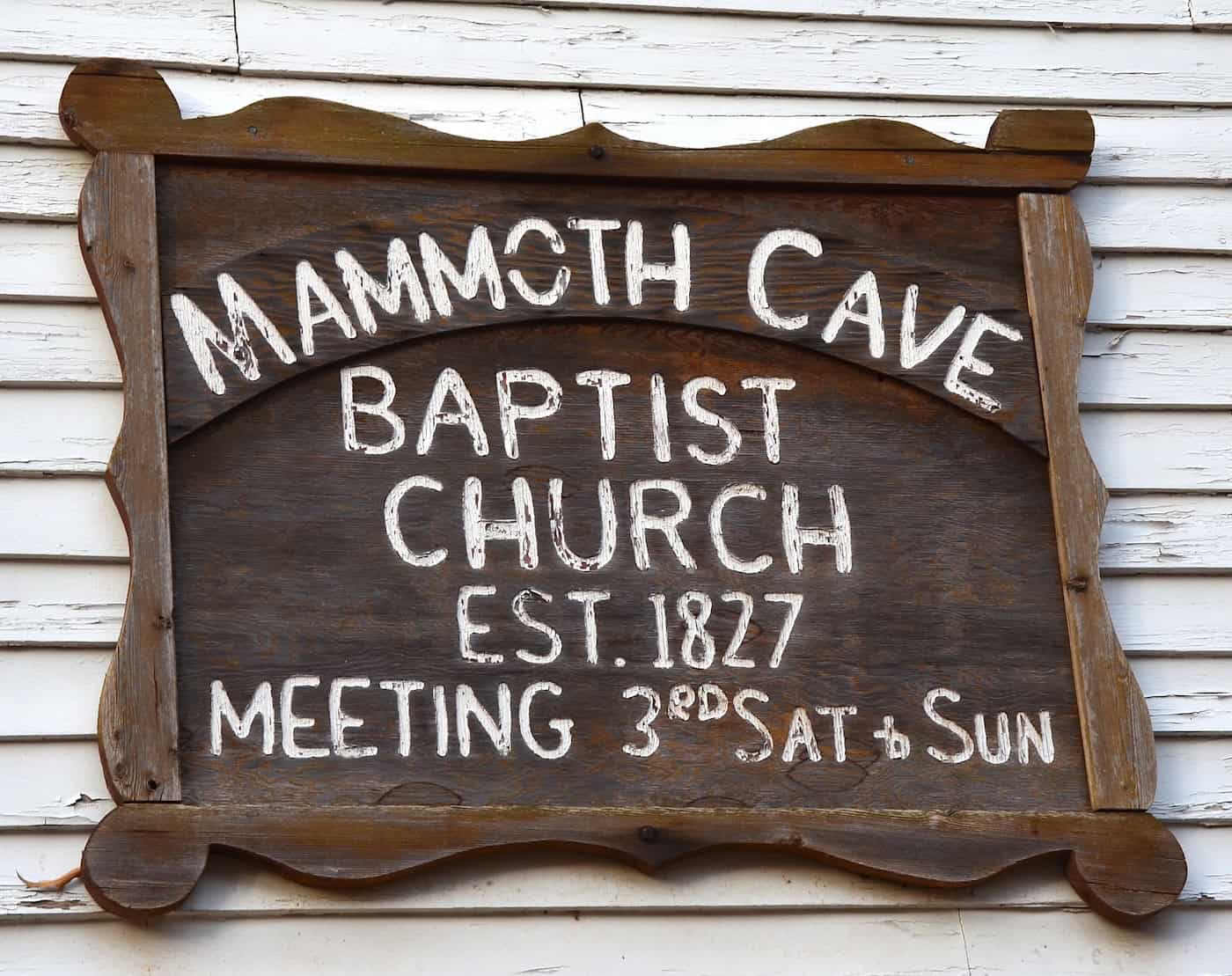 Sign on the Mammoth Cave Baptist Church