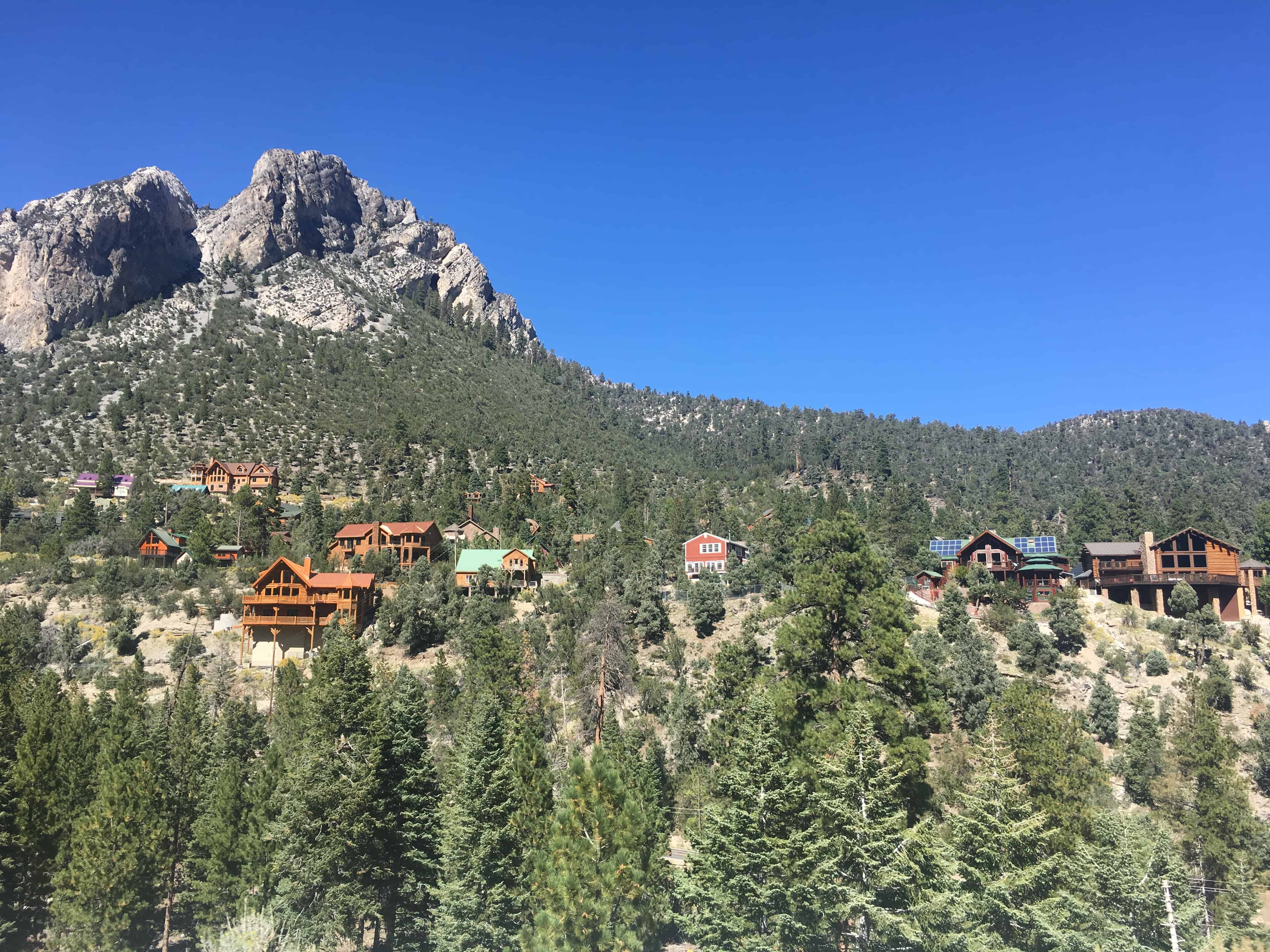 Homes along the scenic drive in Mount Charleston, Nevada