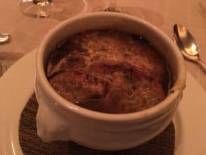 French onion soup at Alizé in Las Vegas, Nevada
