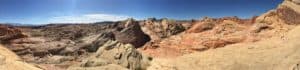 View from the rocks on the White Domes Trail at Valley of Fire State Park in Nevada