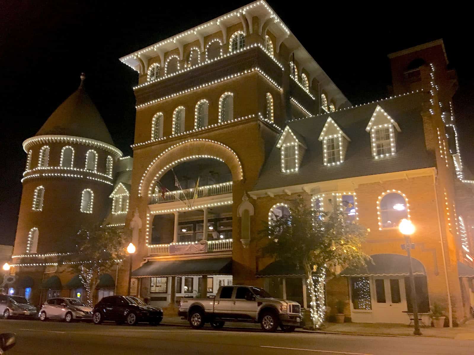 Windsor Hotel at night in Americus, Georgia