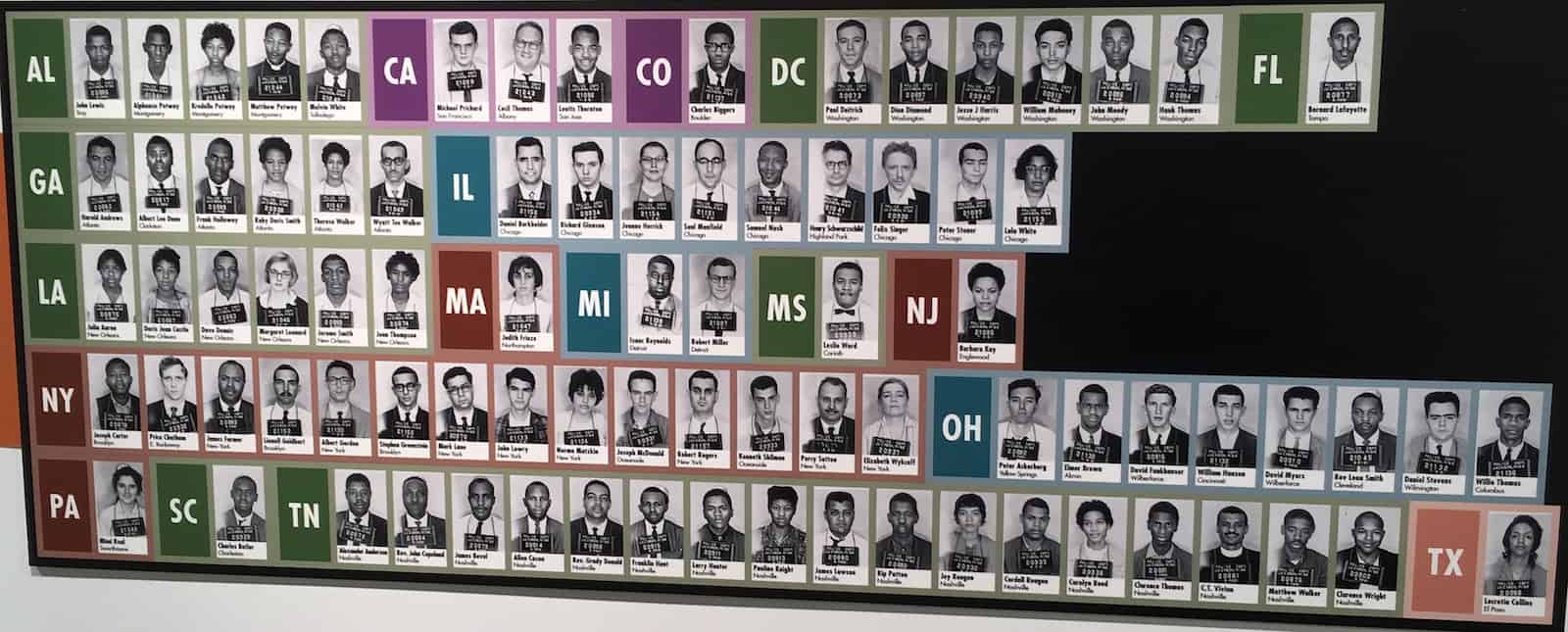 Photos of Freedom Riders at the Freedom Rides Museum in Montgomery, Alabama