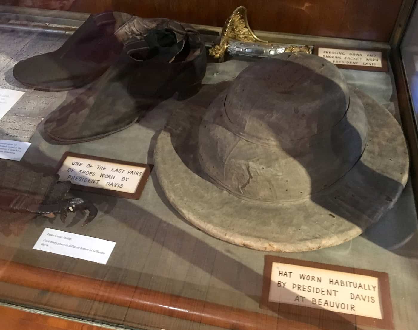 Items worn by Jefferson Davis at the First White House of the Confederacy