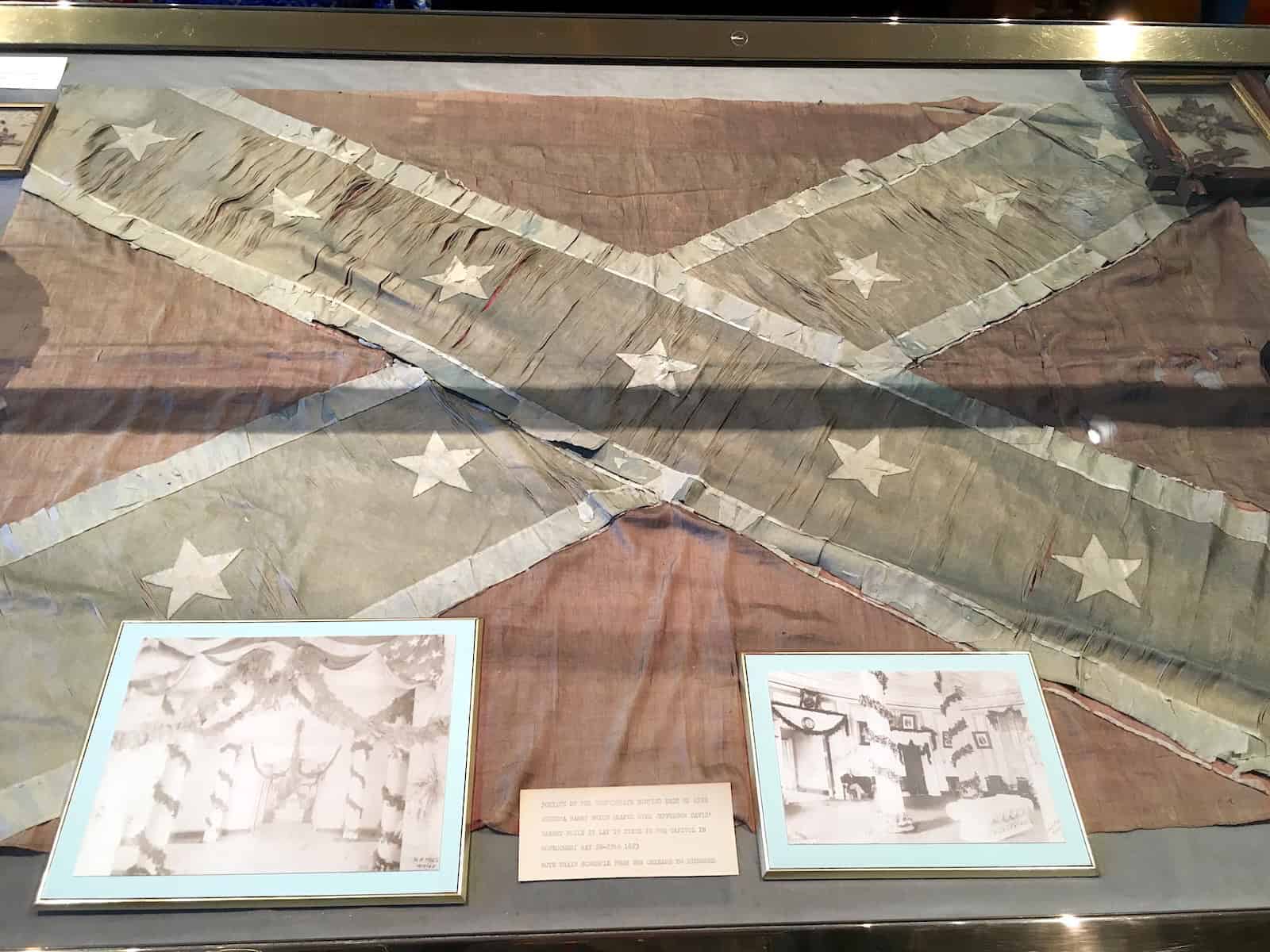 Bunting from Jefferson Davis' casket at the First White House of the Confederacy in Montgomery, Alabama