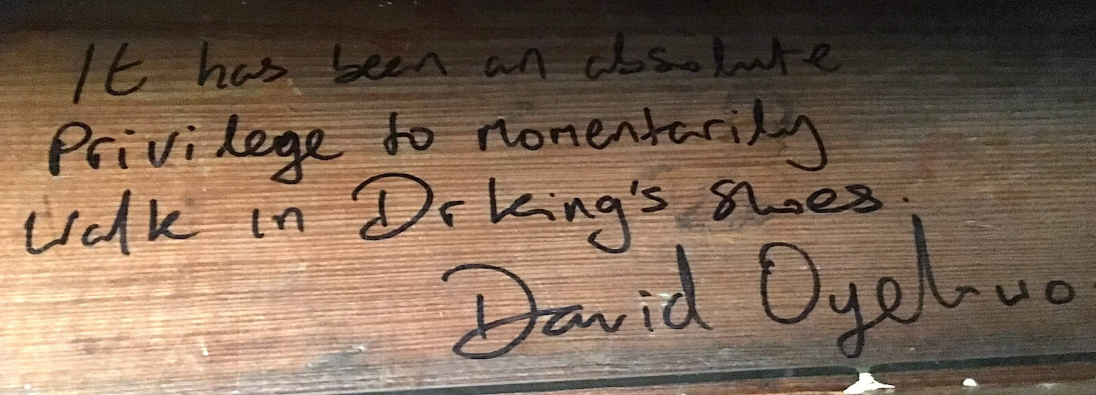 David Oyelowo's autograph at Dexter Avenue King Memorial Baptist Church