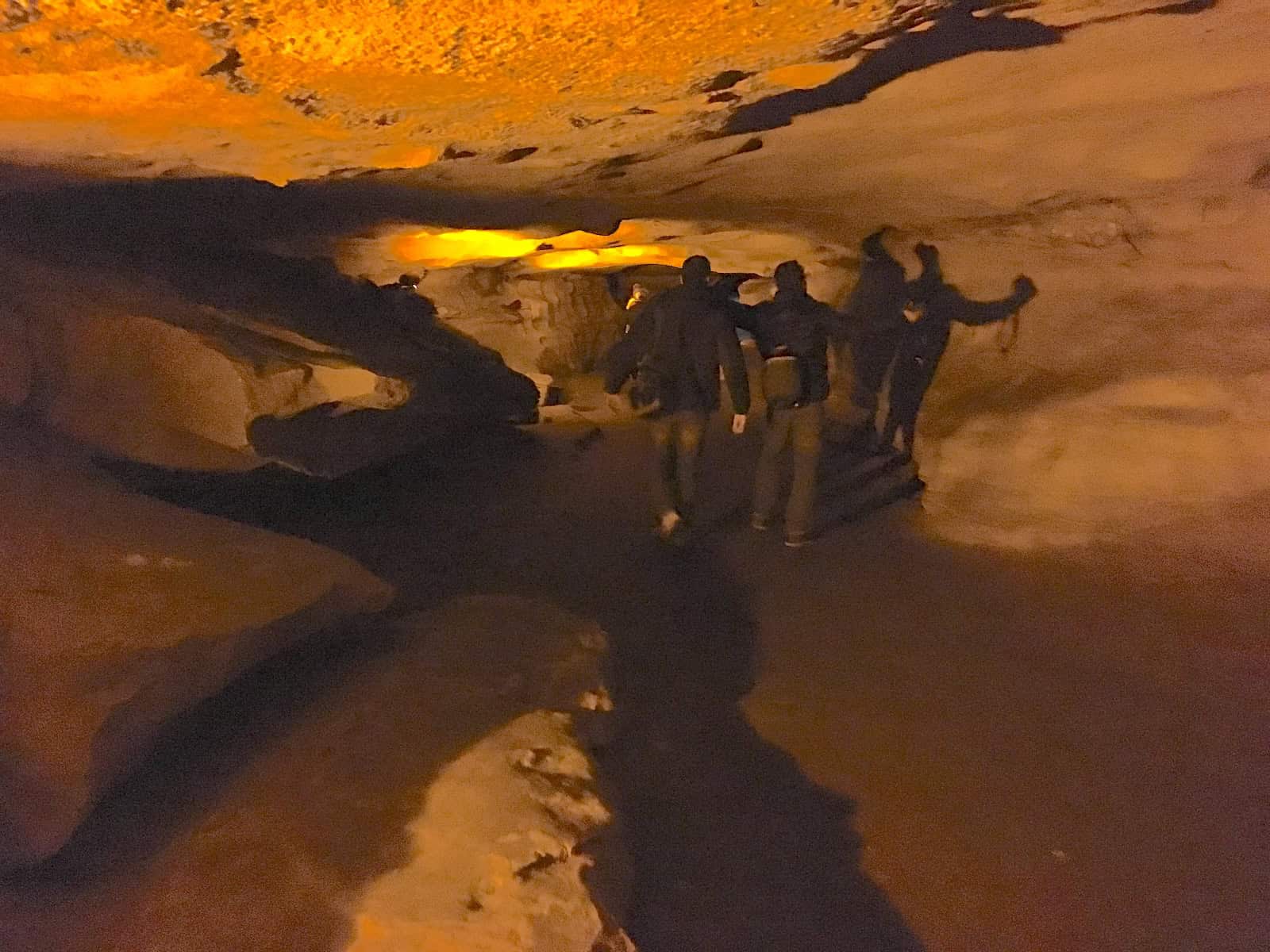 Walking through the cave on the Domes and Dripstones tour at Mammoth Cave National Park in Kentucky