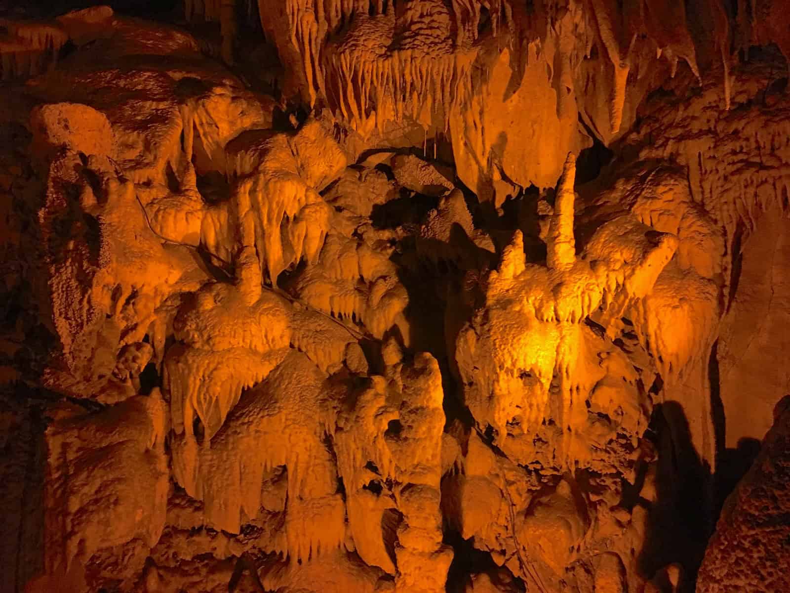 Cave formations on the Domes and Dripstones tour at Mammoth Cave National Park in Kentucky