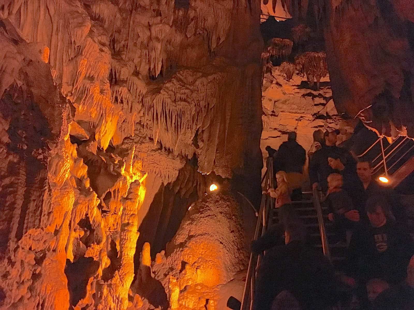 Cave formations on the Domes and Dripstones tour at Mammoth Cave National Park in Kentucky