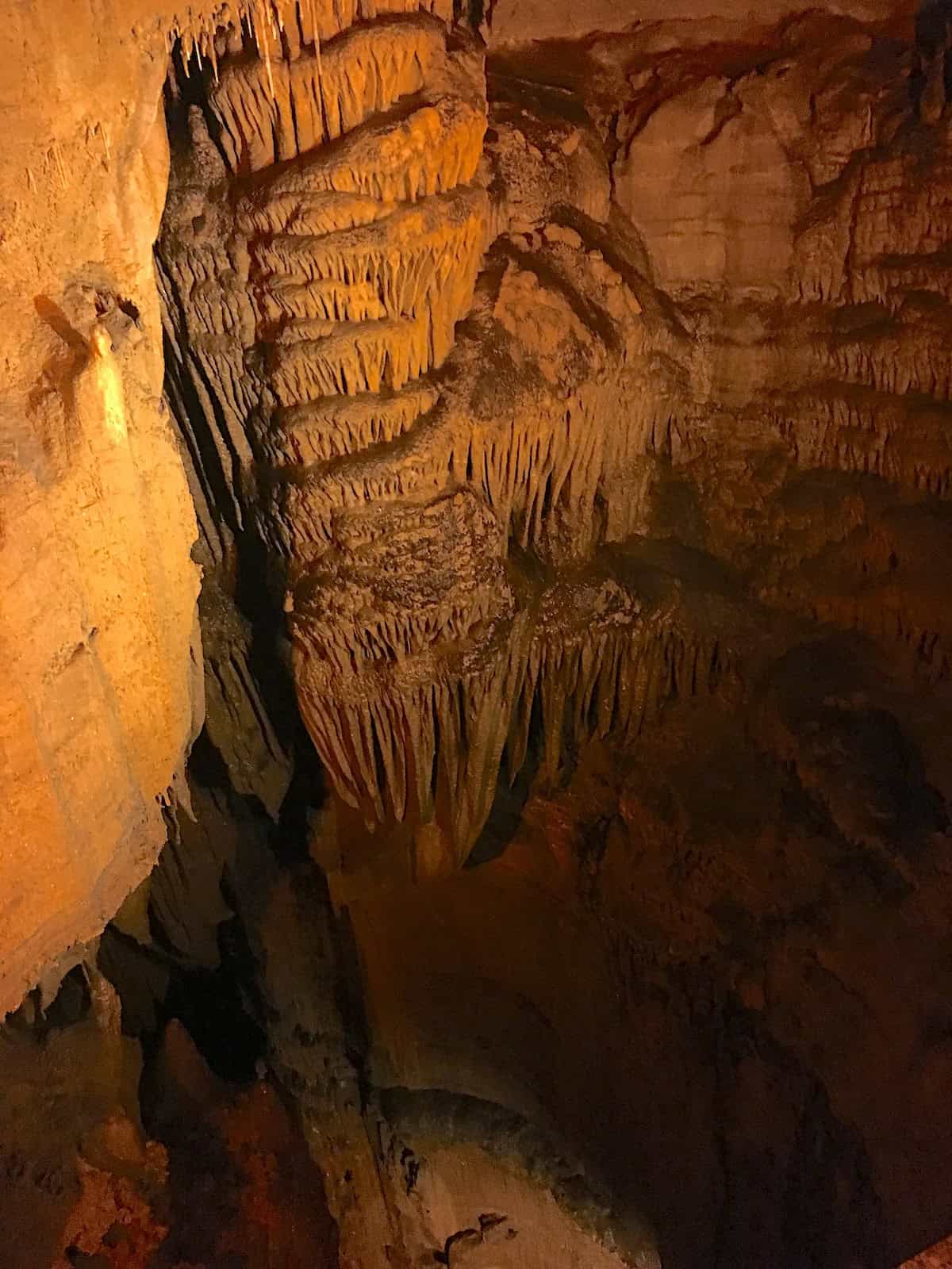 Cave formations on the Domes and Dripstones tour at Mammoth Cave National Park in Kentucky