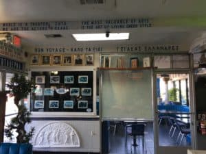 Quotes and photos of famous visitors at the Mad Greek Café in Baker, California