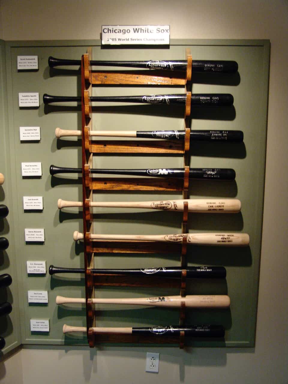 Bats used by the 2005 Chicago White Sox at the Louisville Slugger Museum in Louisville, Kentucky