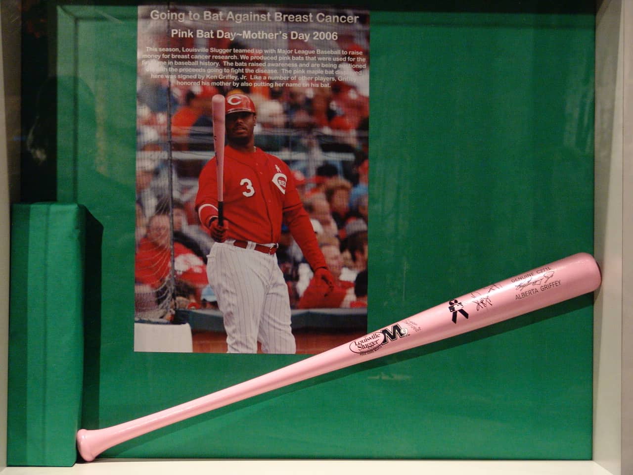Pink bat used by Ken Griffey Jr. at the Louisville Slugger Museum in Louisville, Kentucky