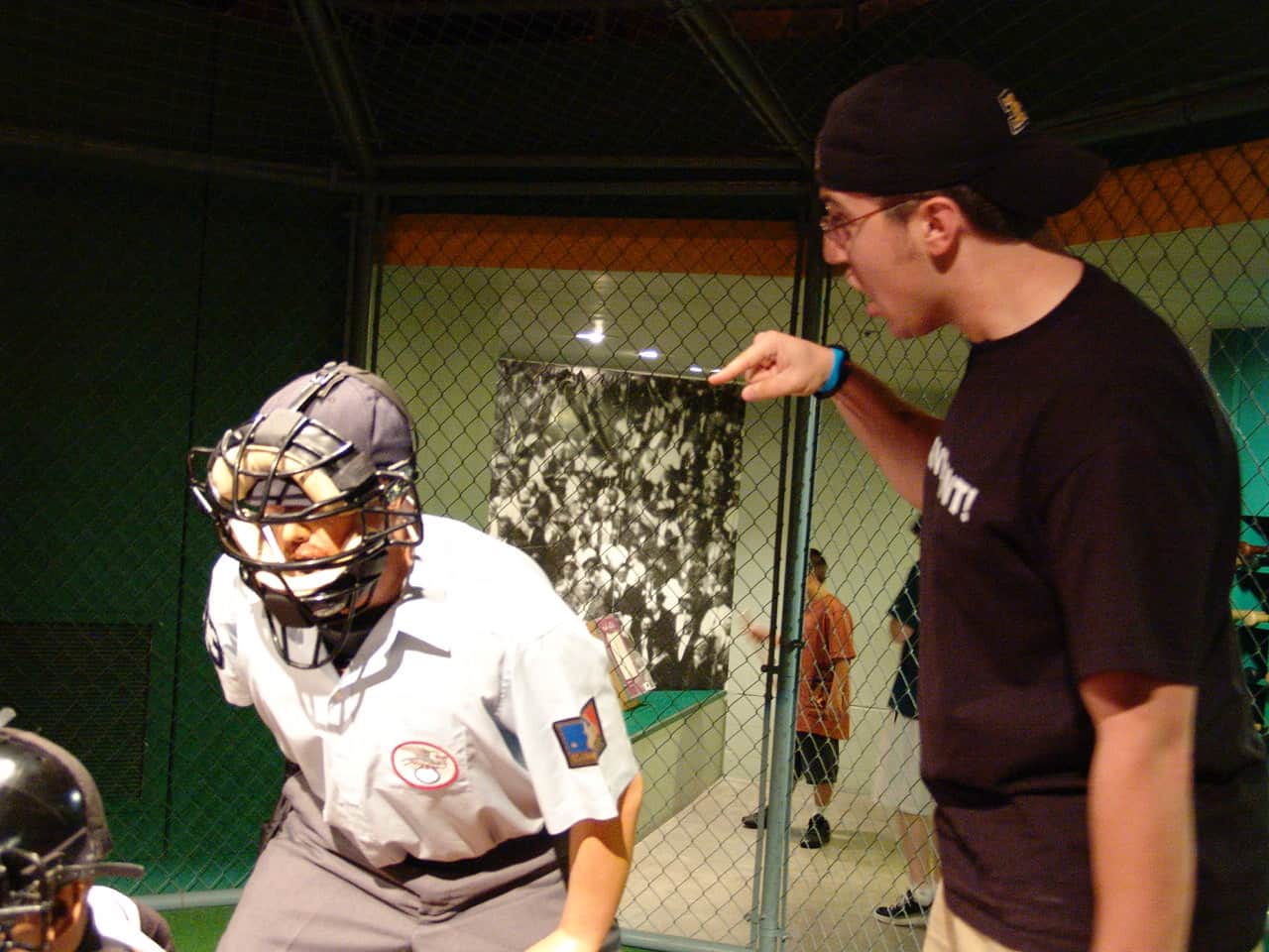 Manoli arguing with an umpire at the Louisville Slugger Museum in Louisville, Kentucky