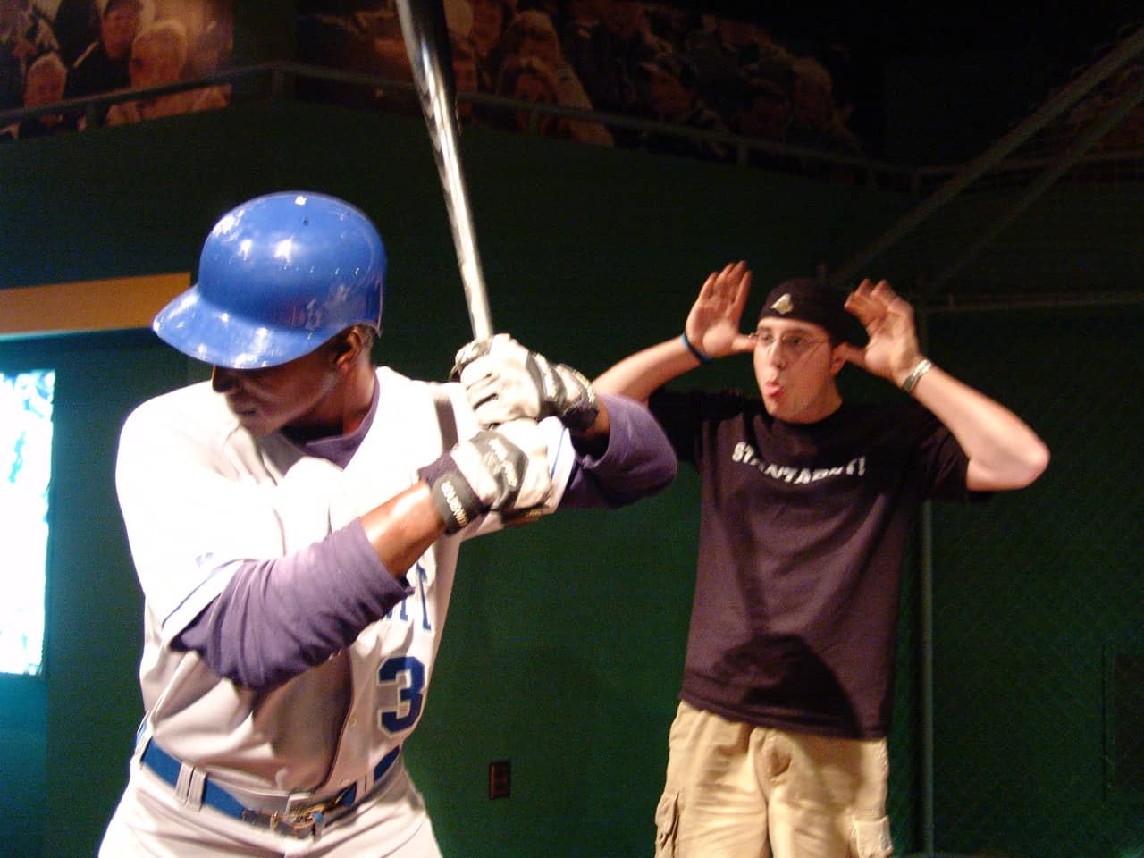Distracting a batter at the Louisville Slugger Museum in Louisville, Kentucky