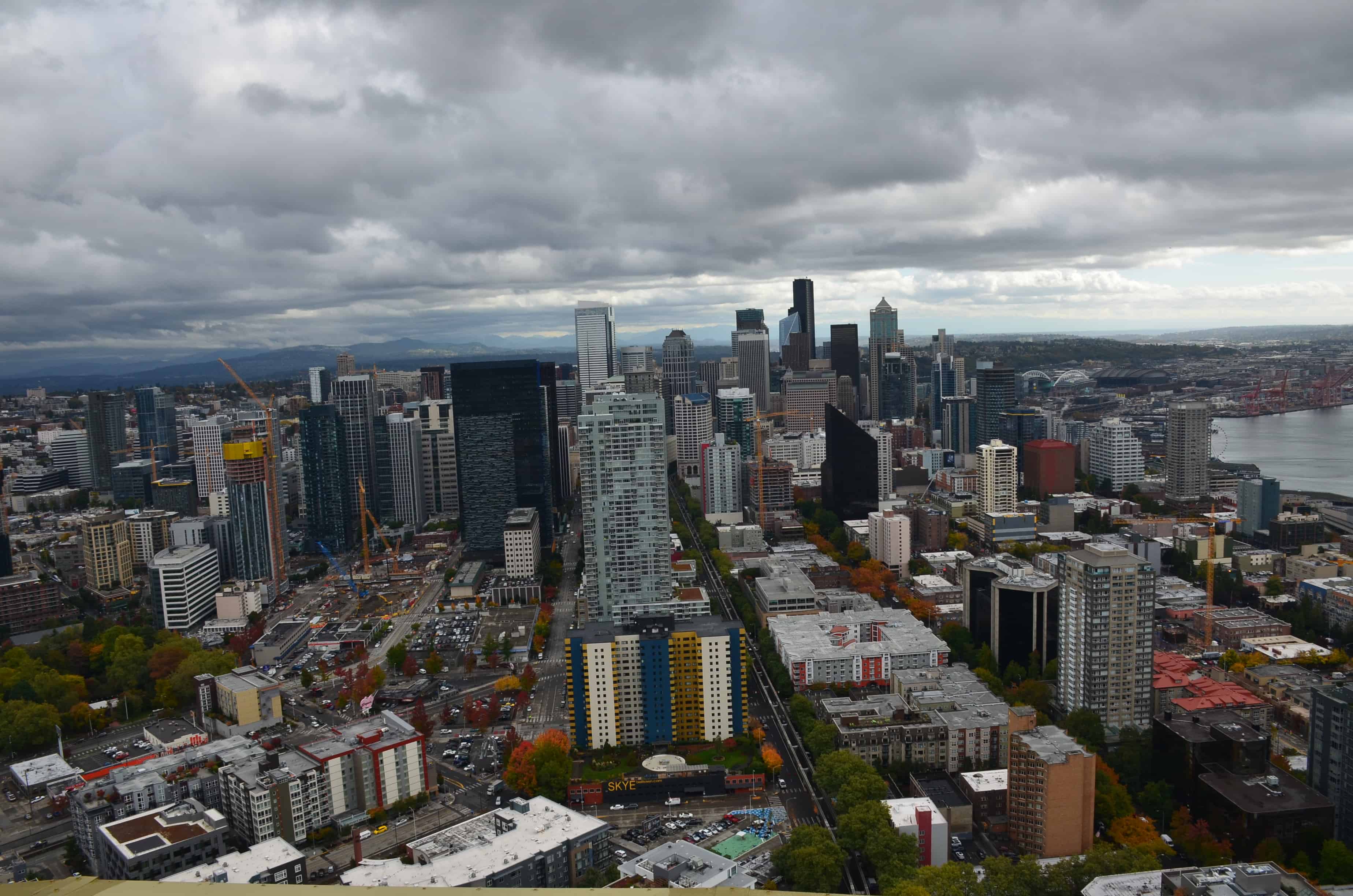 Seattle skyline from the Space Needle in Seattle, Washington
