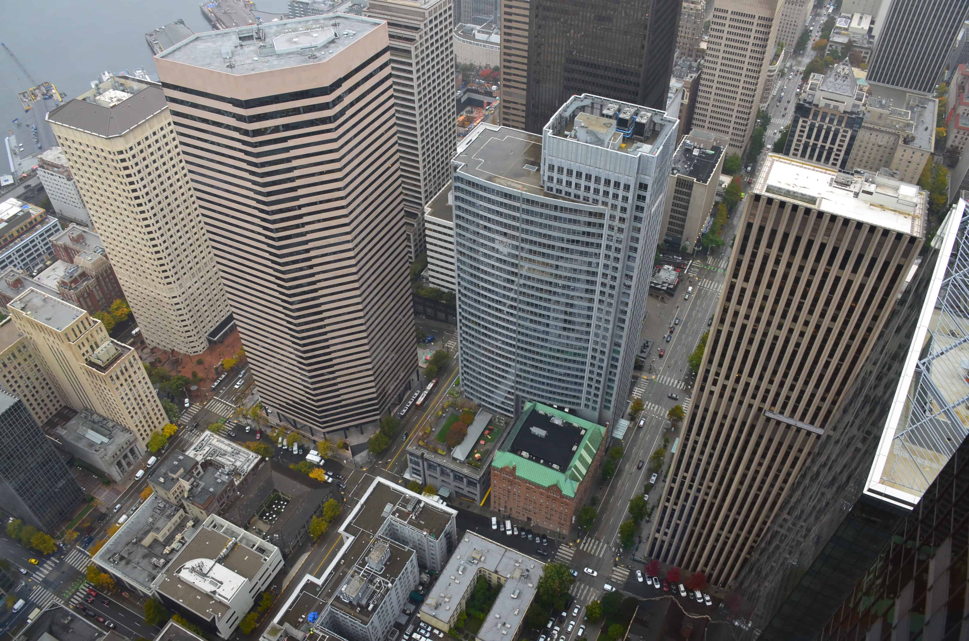 Looking down from Columbia Center in Seattle, Washington