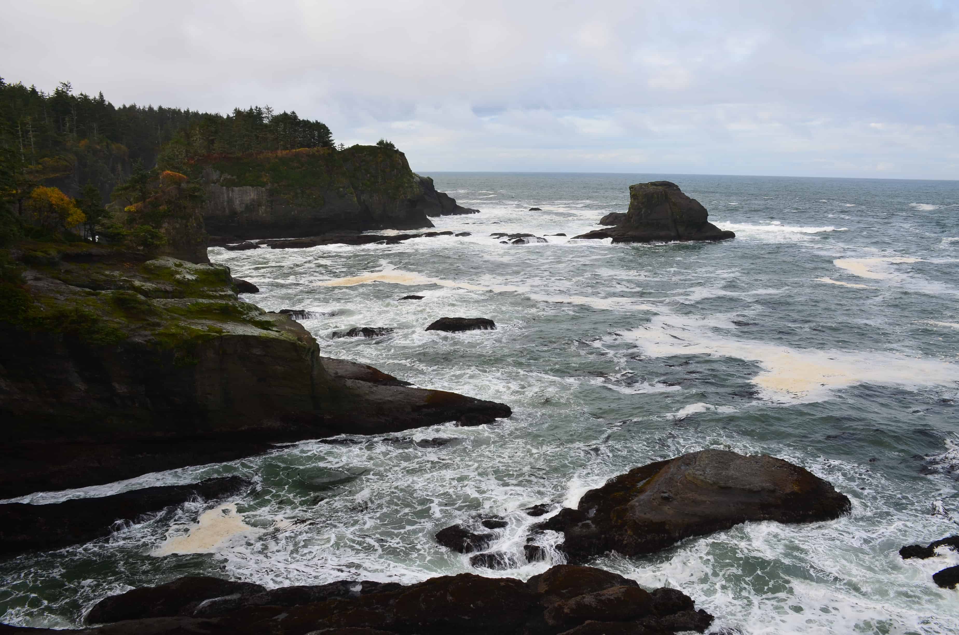Looking south from the third viewpoint on the Cape Flattery Trail on the Makah Reservation in Washington