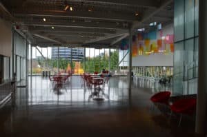 Interior of PACCAR Pavilion at Olympic Sculpture Park in Seattle, Washington