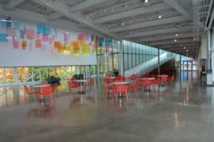Interior of PACCAR Pavilion at Olympic Sculpture Park in Seattle, Washington