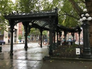 Iron pergola in Pioneer Square in Seattle, Washington