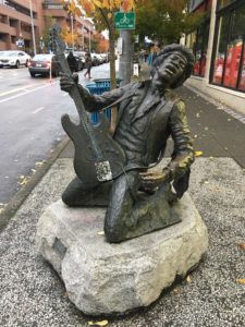 Jimi Hendrix statue at Capitol Hill in Seattle, Washington