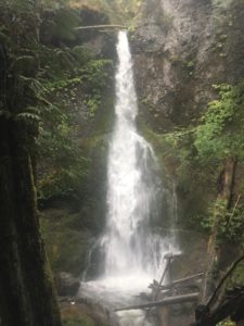 Lower viewpoint of Marymere Falls in Olympic National Park, Washington