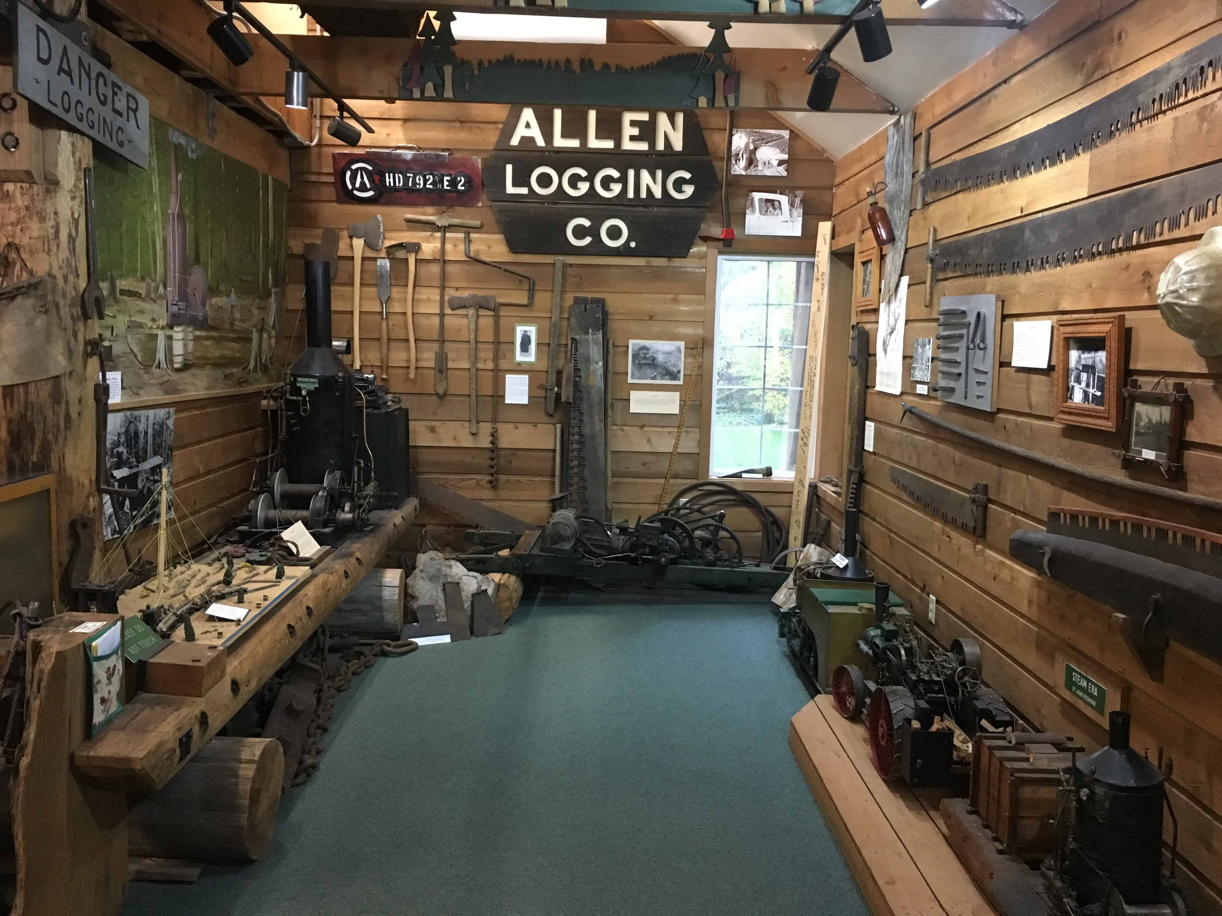 Logging display at the Forks Timber Museum in Forks, Washington