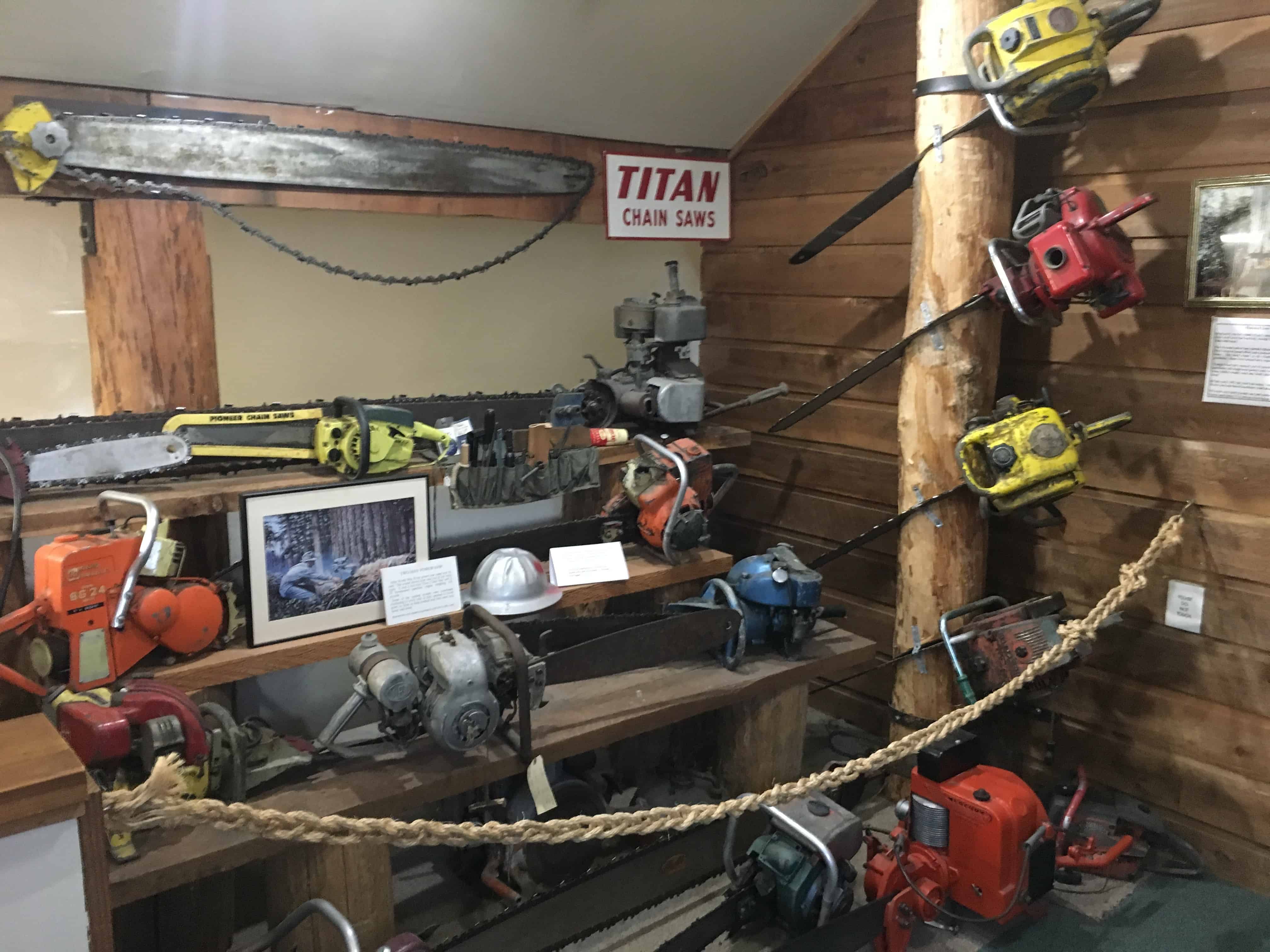 Chainsaws at the Forks Timber Museum in Forks, Washington