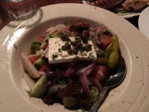 Greek village salad at Plaka Estiatorio in Seattle, Washington