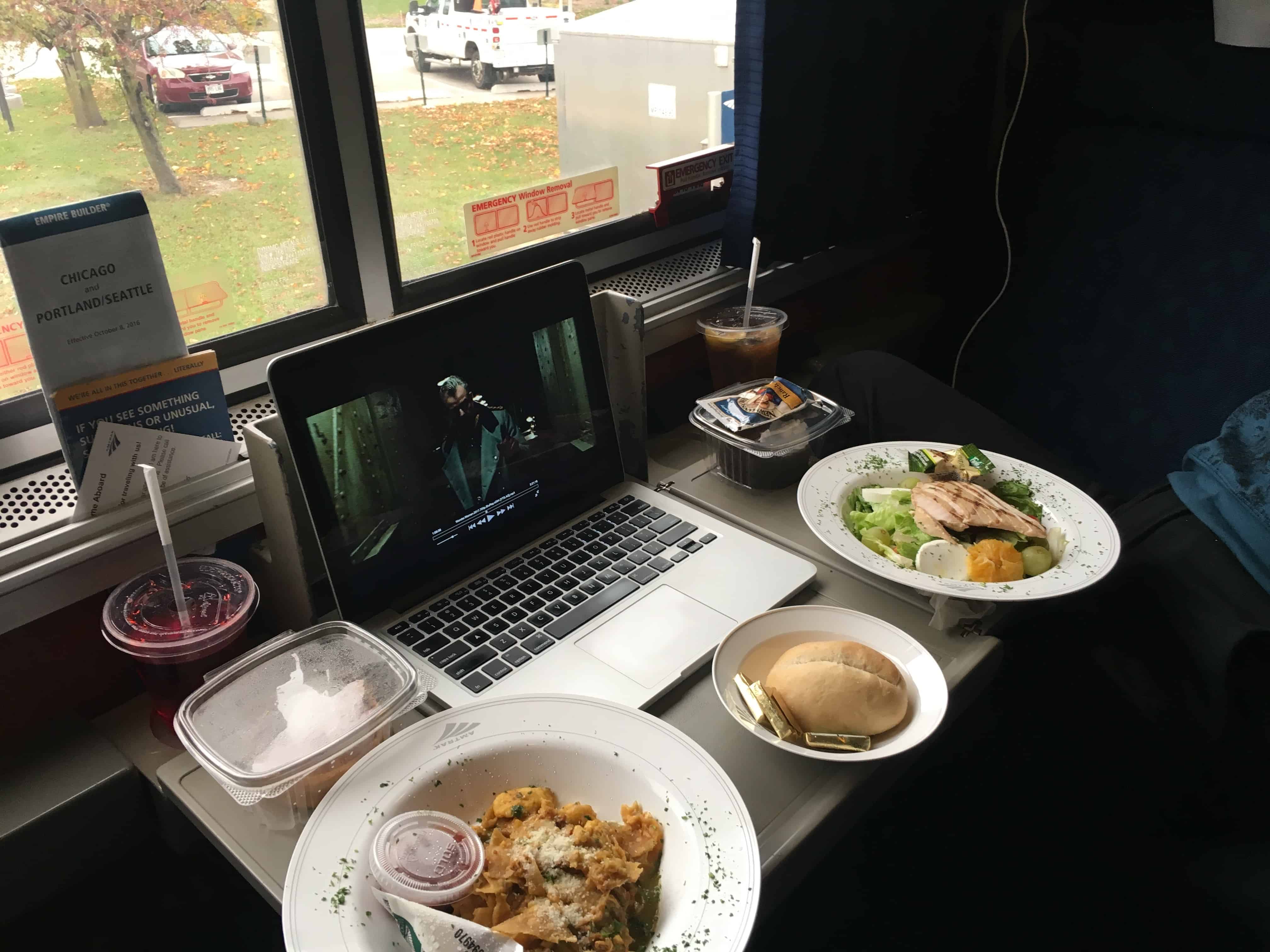 Lunch in the cabin on the Amtrak Empire Builder from Seattle to Chicago