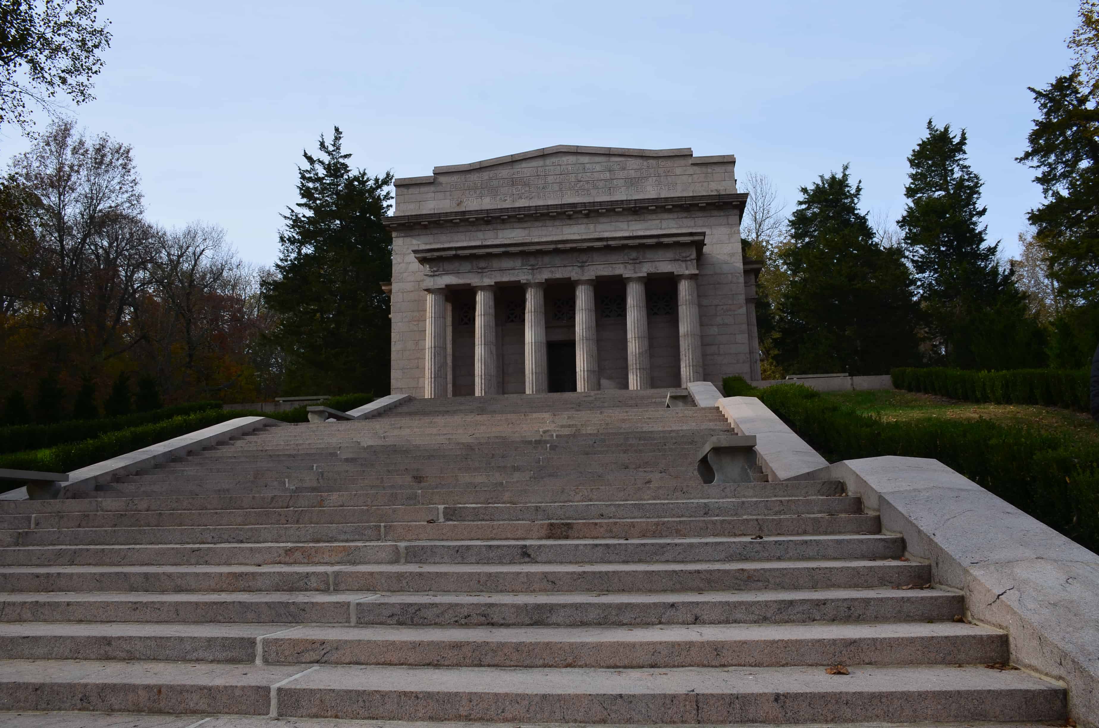 Steps up to the Memorial Building at Abraham Lincoln Birthplace National Historical Park in Kentucky