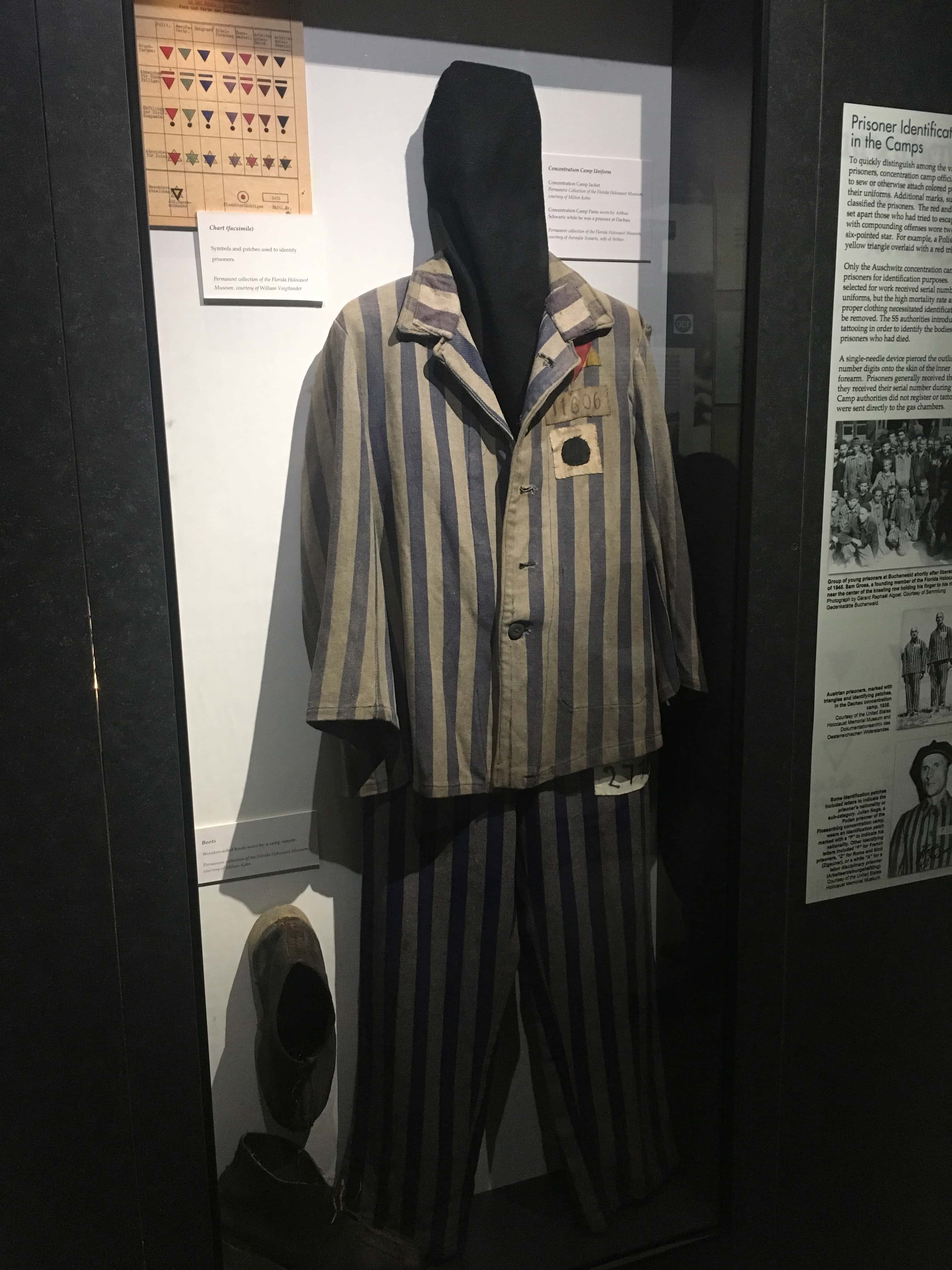 Concentration camp uniform at the Florida Holocaust Museum in St. Petersburg, Florida