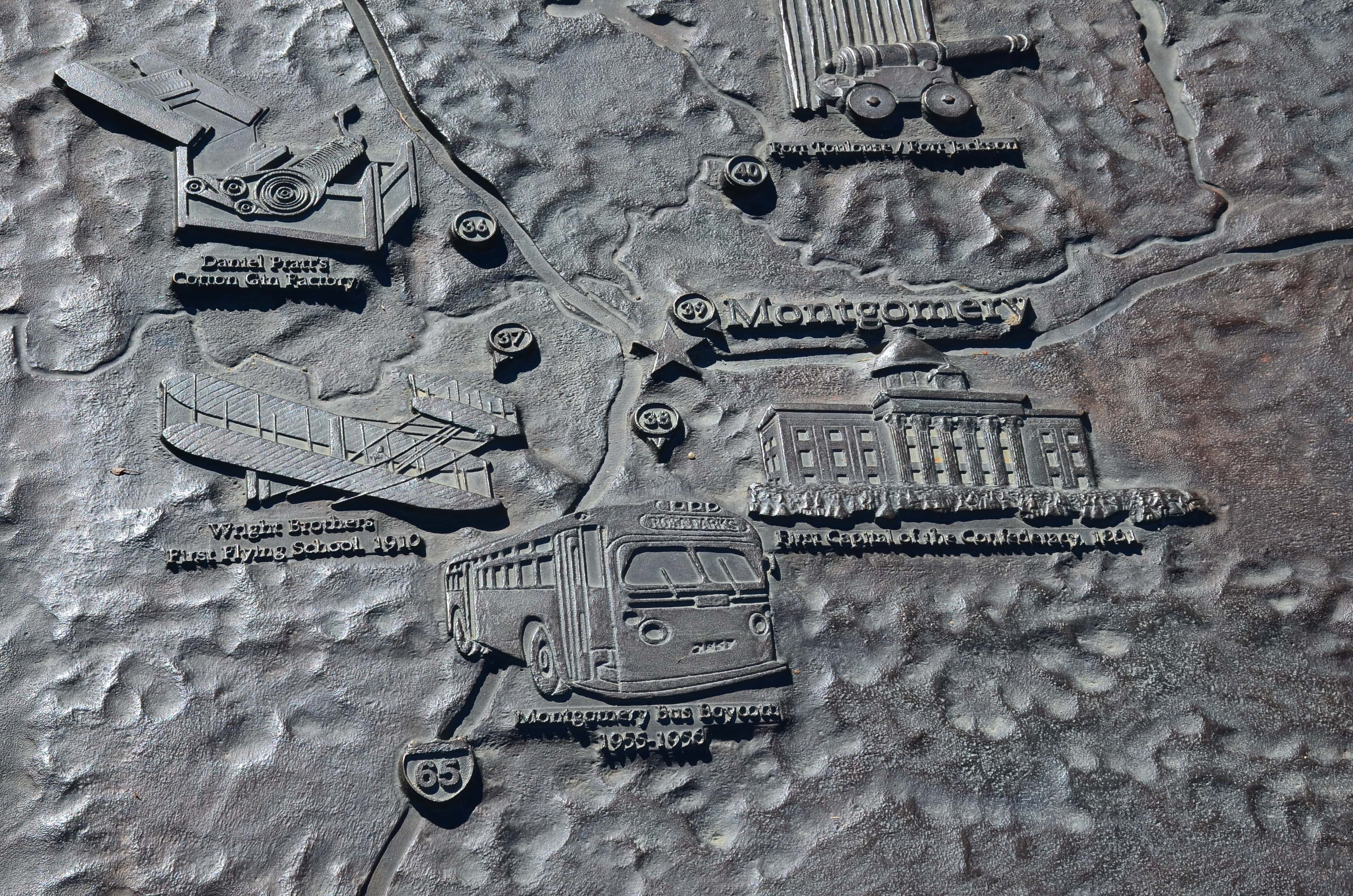 Montgomery on the Relief map of Alabama in Montgomery, Alabama