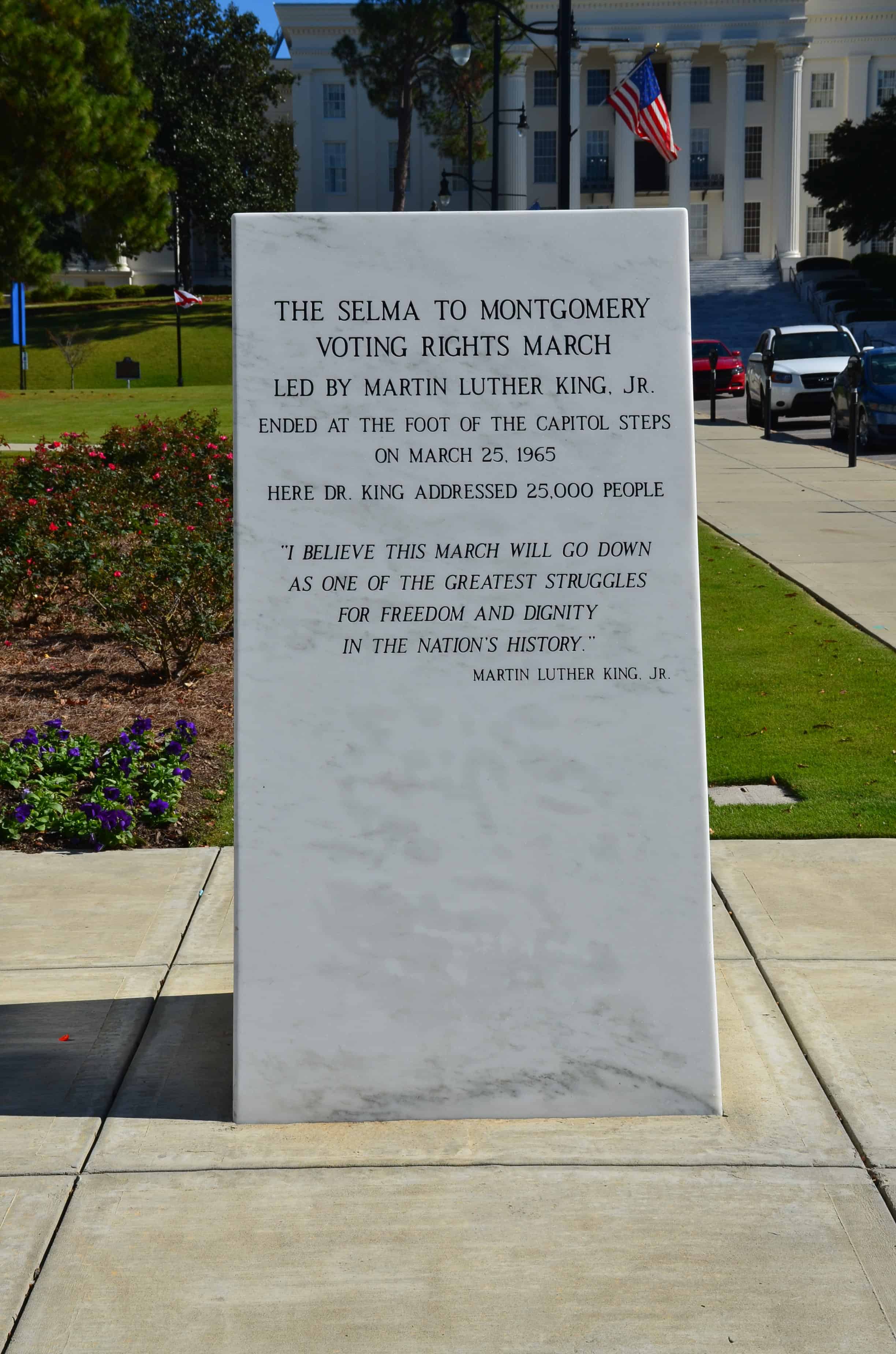 Voting Rights March monument in Montgomery, Alabama