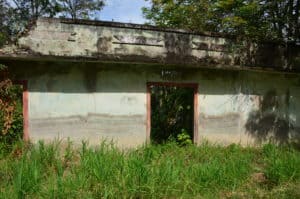 House showing the level of the mud in Armero, Tolima, Colombia