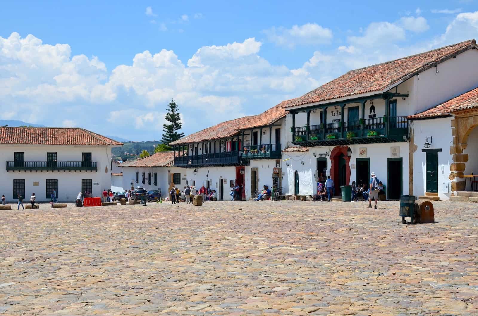 Colonial buildings on Plaza Mayor in Villa de Leyva, Boyacá, Colombia