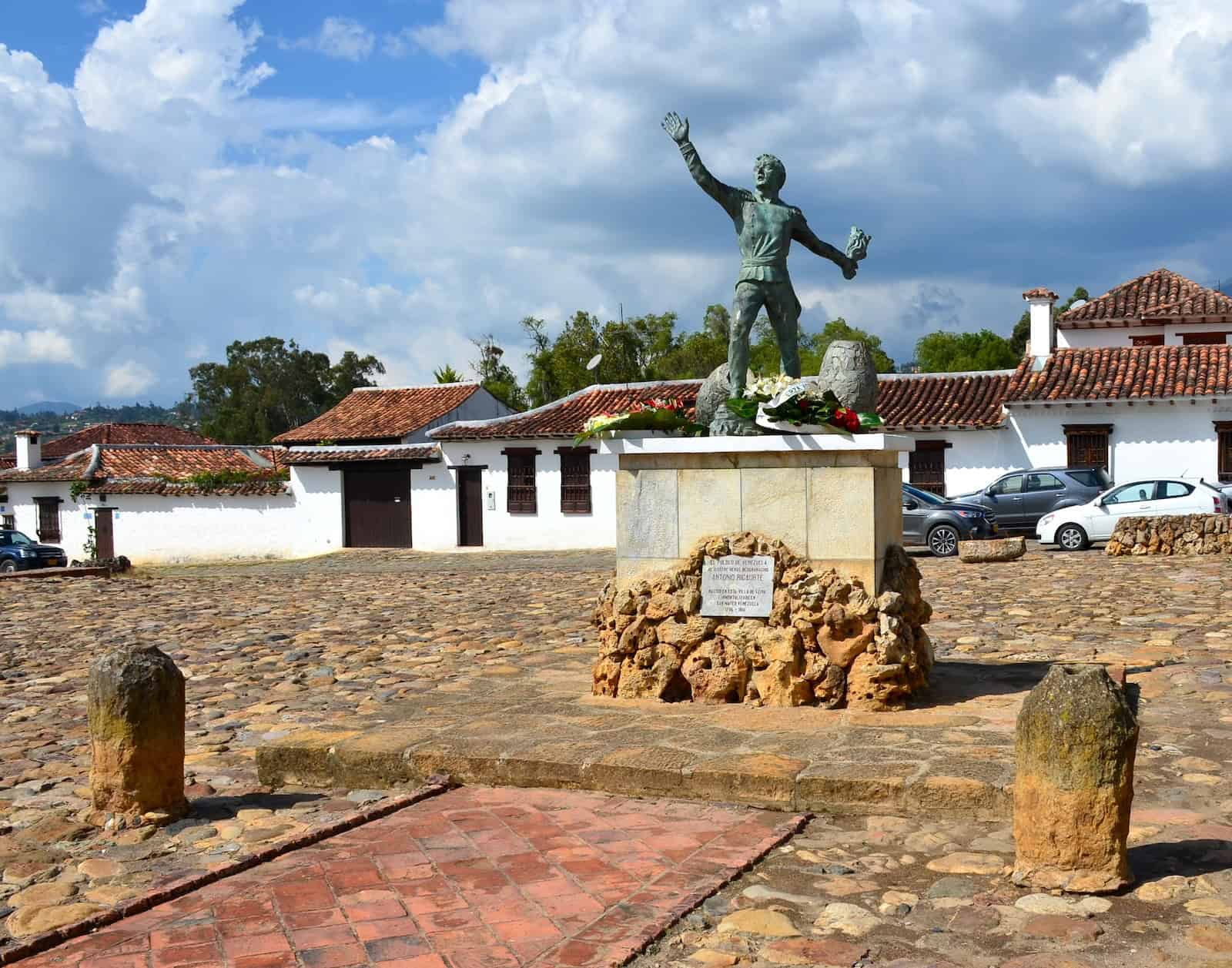 Antonio Ricaurte monument at Parque Ricaurte in Villa de Leyva, Boyacá, Colombia