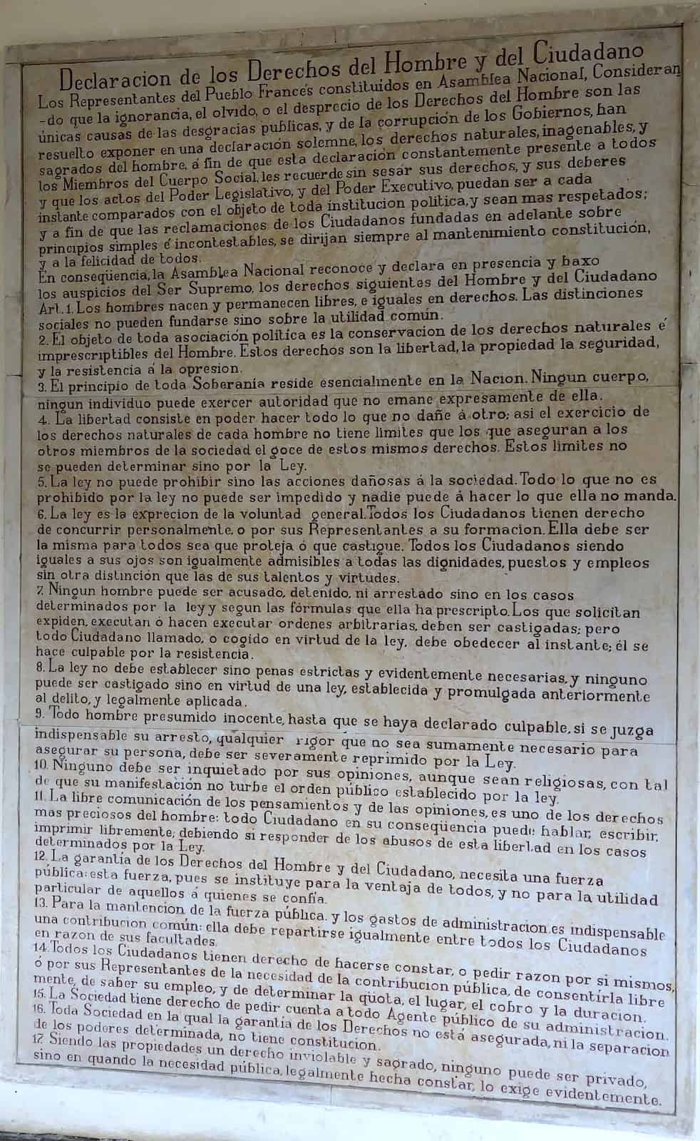 Declaration of the Rights of Man and of the Citizen at the Antonio Nariño House Museum