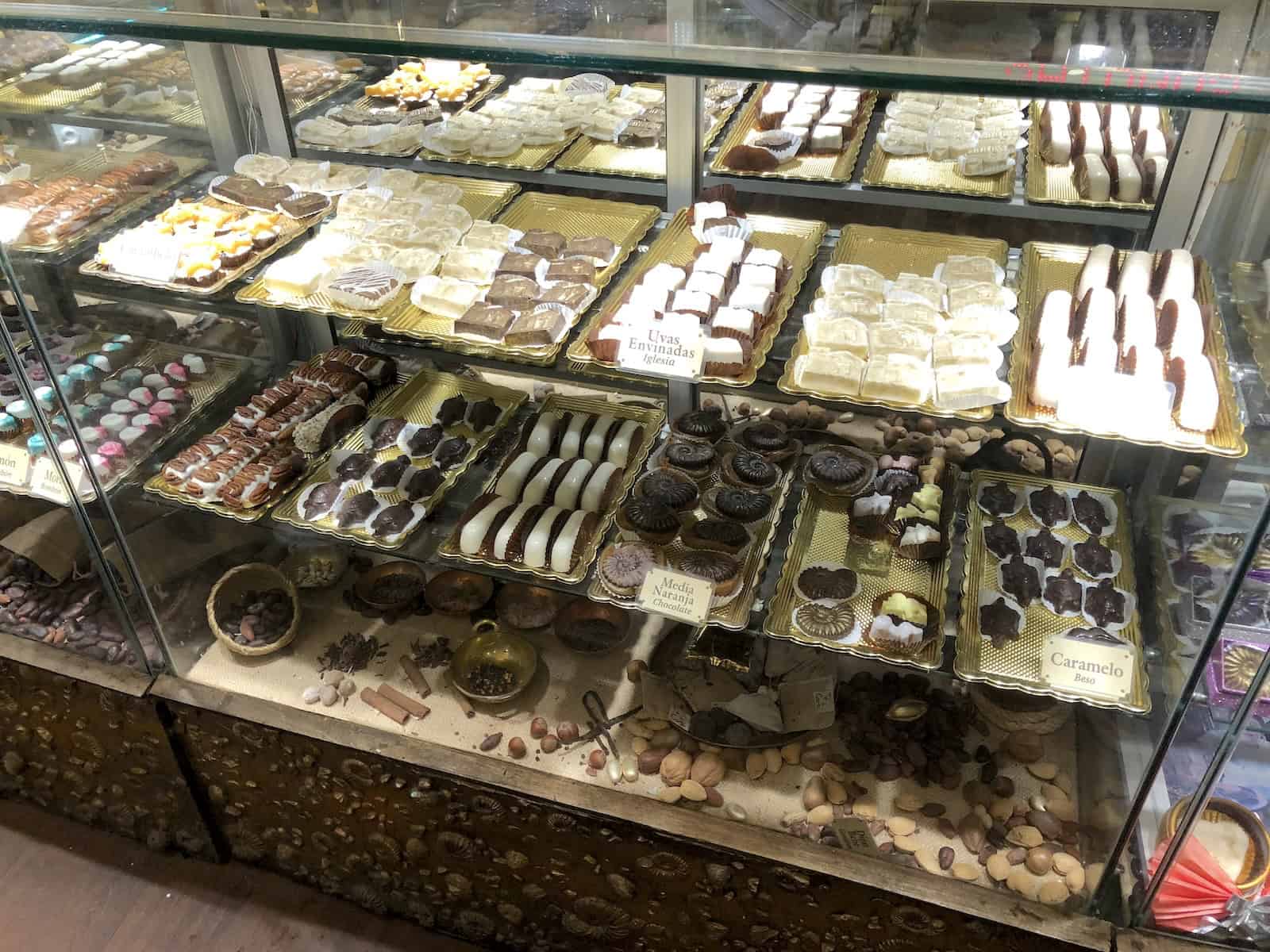 Assortment of chocolates at the Museo del Chocolate store