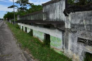 Ruins along the main highway showing the new level of the road in Armero, Tolima, Colombia